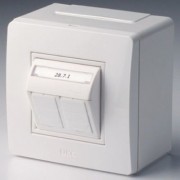 ДКС 10656B Коробка в сборе с 2 розетками RJ45, кат5е  (телефон / компьютер), коричневая DKC