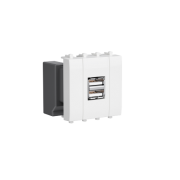 ДКС 4400542 USB зарядное устройство модульное, Avanti, Белое облако, 2 модуля DKC
