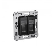 ДКС 4402294 Компьютерная розетка RJ-45 в стену, кат6 двойная,Avanti, Черный квадрат DKC