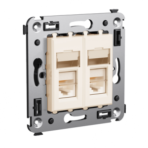 ДКС 4405364 Компьютерная розетка RJ-45 в стену, кат5e двойная экранированная,Avanti, Ванильная дымка DKC